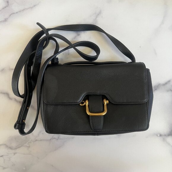 J. Crew Edit Smooth Leather Crossbody Bag, Black - Picture 1 of 8